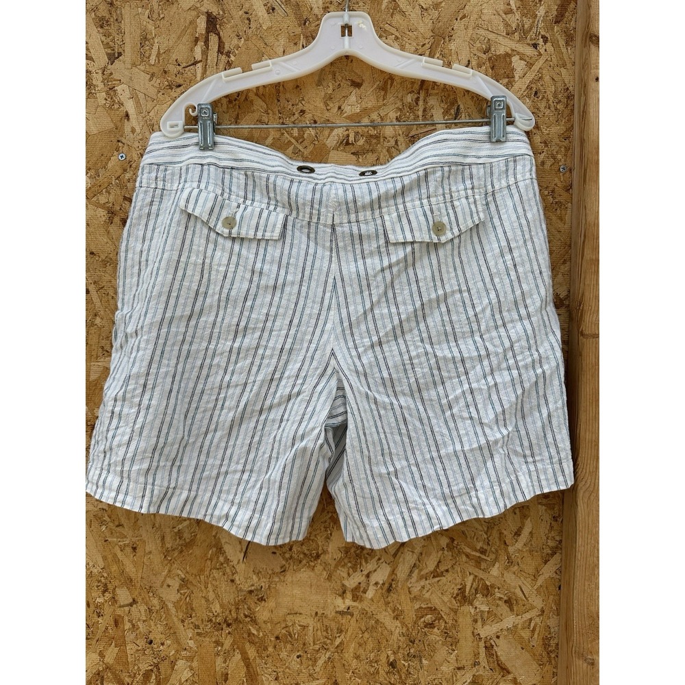 VTG J. Crew Women's Size 10 White‎ Striped City Fit Shorts Casual Pockets - Picture 11 of 16